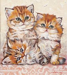 『青い目の兄弟』サイアミーズ　シャム猫　油絵　原画　絵画　一点物 青い目の兄弟』サイアミーズ シャム猫 油絵 原画 絵画 一点物 - メルカリ