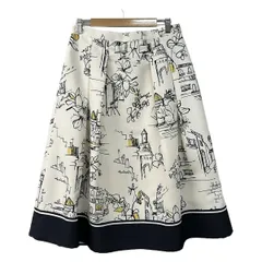 Rose Tiara(ローズティアラ) ロングスカート サイズ46 XL レディース美品  - 白×ネイビー×イエロー