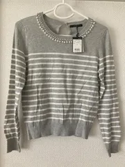 新品未使用　美品　INGNI   イング　長袖　トップス　ビジュー付き　ボーダー柄　レディース　グレー　M