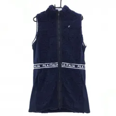 【超美品】フィラゴルフ 切替ワンピース ネイビー ロゴボア 袖口ライン  レディース LL ゴルフウェア FILA GOLF