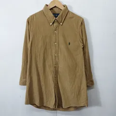 Ralph Lauren ラルフローレン 90s コーデュロイ BD シャツ ボタンダウン 古着 VINTAGE 長袖 ポニー 刺繍 ブラウン系 B53