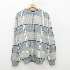 L/古着 長袖 セーター メンズ 90年代 90s ウール クルーネック USA製 グレー他 25dec13