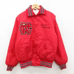 L/古着 長袖 ナイロン ジャケット メンズ 80年代 80s NC 赤 内側キルティング 25dec13