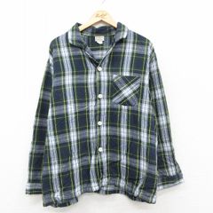 XL/古着 エルエルビーン 長袖 フランネル パジャマ シャツ メンズ 00年代 00s コットン 開襟 オープンカラー 紺他 チェック【spe】 25dec13
