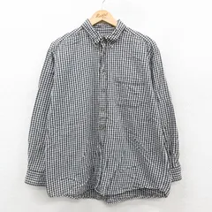 XL/古着 長袖 フランネル シャツ メンズ 90年代 90s コットン ボタンダウン 黒他 チェック 25dec13