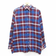 L/古着 アロー 長袖 フランネル シャツ メンズ 90年代 90s コットン 青他 チェック 25dec13