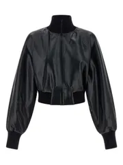 NORMA KAMALI フェイクレザーボンバージャケット 送料無料