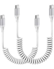 ★iPhone 17用の急速充電ケーブル タイプcコイル式 伸縮自由（0.3Mから1.8Mまで) 2本セット30W/PD対応 カール type-c車用充電 携帯便利 まきとり充電ケーブル Andriod
