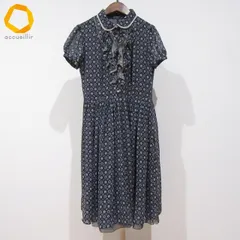 #snc ロイスクレヨン LoisCRAYON ワンピース M 濃紺 青系 半袖 総柄 フリル 日本製 レディース [978098]