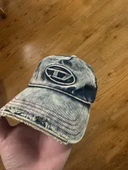 DIESEL C-セイモン ツリーティッド デニム ベースボール 캡 ブルー 白 サイズ2