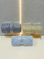 レディースバッグ 【超希少・最新作！】キラキラ ラインストーン フリンジ パーティーバッグ 結婚式 披露宴 2way ショルダー クラッチバッグ 豪華 エレガント 新品未使用