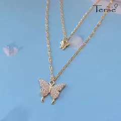 蝶 ペンダント バタフライ 2連 CZ ジルコニア ネックレス レディース プレゼント バレンタイン ギフト 2026 春 入学式 卒業式 成長 お守り ラッキー モチーフ 美 変化 新生活 幸運 上品 可愛い 女性 アクセサリー ペンダントトップ