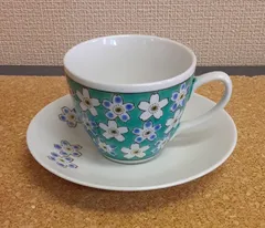 九谷焼　手描き「桜🌸」コーヒー椀皿　カップ&ソーサー　コーヒーカップ