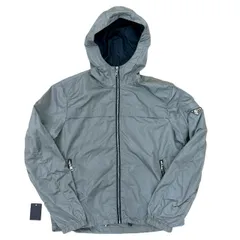 極 美品 希少品 PRADA プラダスポーツ ナイロン ジップアップ ジャンパー ブルゾン アウター メンズ 50サイズ グレー ネイビー 36402