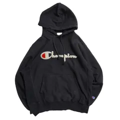 Champion リバースウィーブ プルオーバーパーカー ビッグロゴ ブラック L