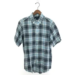 Brooks Brothers ブルックスブラザーズ 半袖ボタンダウンシャツ サイズ:M アイリッシュリネン/チェック柄    ブルー メンズ / 240001185099