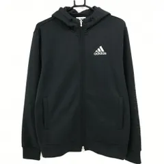 【美品】アディダス ジップパーカー ダークグレー 裏起毛 ロゴプリント メンズ O/XG ゴルフウェア adidas