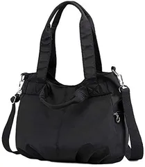 airupo アイルポ3パターン 軽量 旅行 普段使い 大容量 トート ショルダーバッグ レディース ナイロン 斜め掛け (ブラック)
