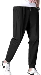 IBUKI-STYLE ジョガー パンツ メンズ スポーツ ランニング ストレッチ スウェット ロング ジャージ (ブラック,  L)