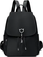 NEXSTAGES リュック レディース 3way 肩掛け 手持ち ショルダーバッグ リュックサック 猫 猫耳リング 前掛け 軽量 通勤 通学 (ブラック,  ミディアム)