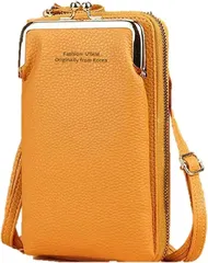 IBUKI-STYLE がま口 スマホ ポシェット ショルダー バッグ 縦型 ポーチ お財布 斜め掛け レディース (オレンジ)