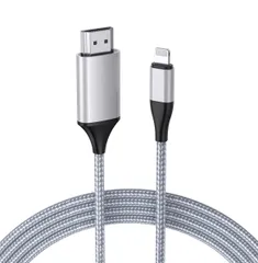 ★[4Mロングバージョン] HDMIケーブル iPhone用 アップグレード 1080P HDTV HDMIケーブルアダプターコネクター デジタルAVビデオ同期画面対応コンバーター iPhone/iPadデバイス用 電源不要 シルバー