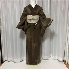 薄物 上質化繊　紗 小紋 フルセット 夏着物 モダン 上質コーデ　オ-20