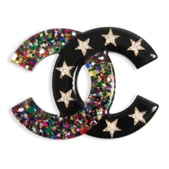 シャネル ココマーク スター グリッター プラスチック ラインストーン マルチカラー ブローチ ゴールド金具 箱付 CHANEL（新品・未使用品）