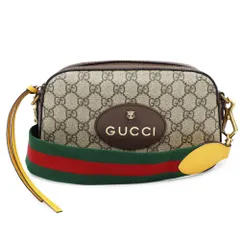 グッチ 476466 ネオ ヴィンテージ タイガーヘッド GGスプリームキャンバス レザー ベージュ エボニー ブラウン イエロー ショルダーバッグ 斜め掛け ヴィンテージゴールド金具 GUCCI（未使用　展示品）