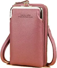 IBUKI-STYLE がま口 スマホ ポシェット ショルダー バッグ 縦型 ポーチ お財布 斜め掛け レディース (チェリーピンク)