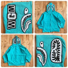 A Bathing Ape シャークパーカー HAND DRAWN FACE shark full zip hoodie Sサイズ Sax a bathing ape