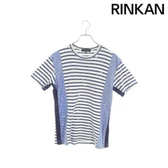 コムデギャルソンオム  HI-T047 AD2011ストライプ素材切替Tシャツ メンズ XS