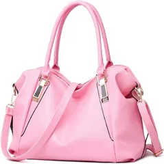 Furifula フリフラショルダー トートバッグ 多機能 2WAY 斜め掛け PU レザー レディース (ピンク)