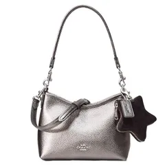 コーチ バッグ COACH レザー シグネチャー ローレル 星型 コインケース ポーチ付き 2way クロスボディ 斜め掛け ショルダーバッグ メタリックグラファイト×ウォルナット CCF16
