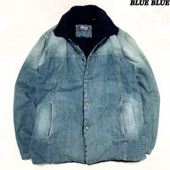 BLUE BLUE デニムコーチジャケット カバーオール ワークジャケット Gジャン ボア ヴィンテージ加工 ユーズド加工 フェード Lサイズ インディゴ アイスブルー 青系 H.R.MARKET ハリウッドランチマーケット ブルーブルー
