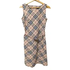 Burberry LONDON(バーバリーロンドン) ワンピース サイズ40 L レディース美品  ベージュ×黒×マルチ チェック柄/ノースリーブ