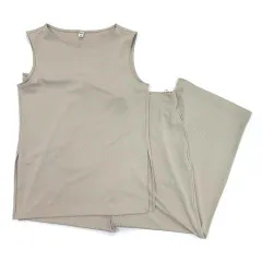 ユニクロ UNIQLO クレープジャージー セットアップ ノースリーブ T ストレートパンツ ワイド ナチュラル S M