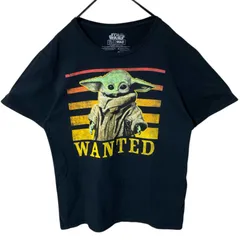 L スターウォーズ 映画 ヨーダ ビッグプリント  キャラT キャラクター ブラック 黒 Tシャツ レディース ユニセックス メンズ 古着 半袖 CHM
