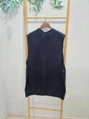 サイドスリット ニット ロング丈 ベスト