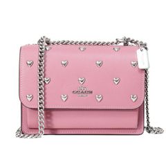 希少 COACH ショルダーバッグ 2way ハート スタッズ ピンク レザー 