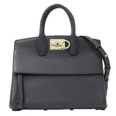 フェラガモ Ferragamo バッグ レディース ブランド ハンドバッグ ショルダーバッグ 2way ステューディオバッグ レザー グレー おしゃれ 【中古】