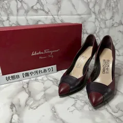 サルヴァトーレフェラガモ SALVATORE FERRAGAMO パンプス レザー パンチング　ガンチーニ　 ボルドー バイカラー サイズ8B 約25cm ヒール9cm 箱付き