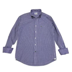 古着 ラコステ LACOSTE 長袖 ボタンダウンシャツ クリーニング済み ストライプ柄 紫 メンズ サイズ3