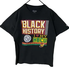 L ビッグプリント カレッジロゴ チャンピオン ブラック 黒 Tシャツ レディース ユニセックス メンズ 古着 半袖 CHM