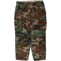 古着 80年代 米軍実品 迷彩柄 ウッドランドカモ リップストップ ミリタリー カーゴパンツ コンバットパンツ USA製 LARGE-SHORT/eaa458618