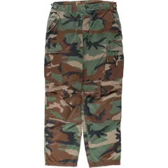 古着 80年代 米軍実品 迷彩柄 ウッドランドカモ リップストップ ミリタリー カーゴパンツ コンバットパンツ USA製/eaa458613