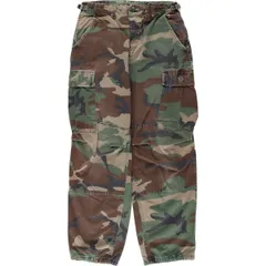 古着 90年代 米軍実品 迷彩柄 ウッドランドカモ リップストップ ミリタリー カーゴパンツ コンバットパンツ USA製 SMALL-SHORT/eaa458614