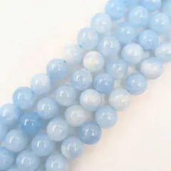 アクアマリン ラウンド 8mm 天然石 連売り 1連37cm 47粒 藍石 ビーズ パワーストーン 青 ブルー 水色 ハンドメイドパーツ ブレスレット 数珠 ネックレス ピアス リング ビーズクラブ