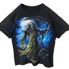 XL オーバーサイズ スカル 死神 ドクロ ビッグプリント ブラック 黒 Tシャツ レディース ユニセックス メンズ 古着 半袖 CHM