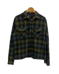 ヴィンテージ vintage 50s~60s 50's 60's Stanwood casuals ウールチェック 開襟シャツ オンブレ ヘビネル 緑  長袖シャツ マルチカラー 101MT-4936